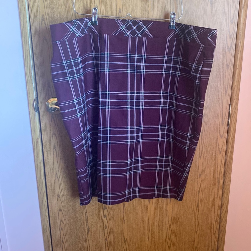 Purple Plaid Fitted Pencil Skirt